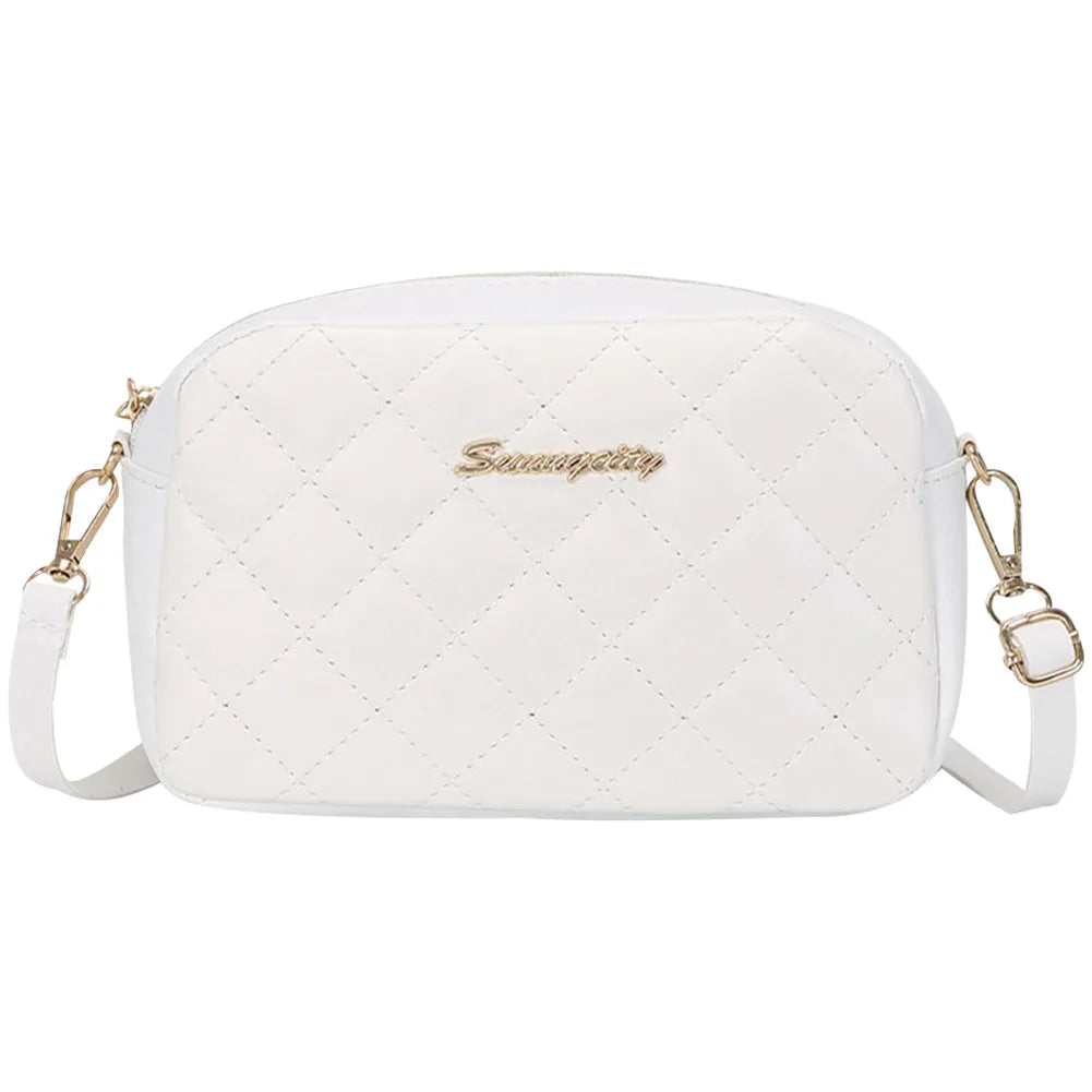PU Lattice Fashion Women Bag Solid Color Stylish Ladies Handbags Shopping Daily Purse Embroidered Shoulder Crossbody Bag