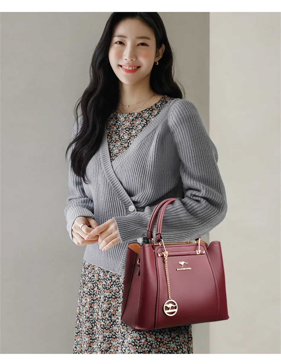 3 Layers Large Capacity Women Tote Bag Soft Leather Luxury Handbags Women Bags Designer Solid Color Crossbody Bag Hand Bags 2025