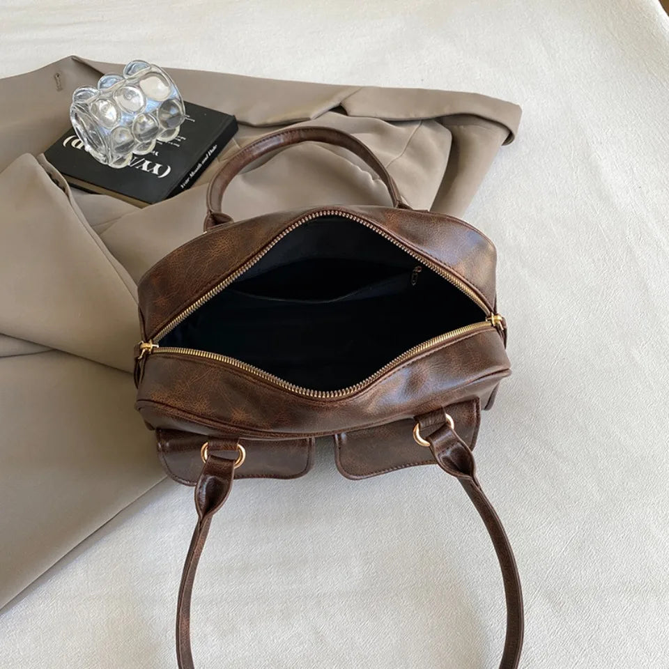 Vintage/Business Shoulder Pu Leather 2 Pocket Chic Female Underarm Bag