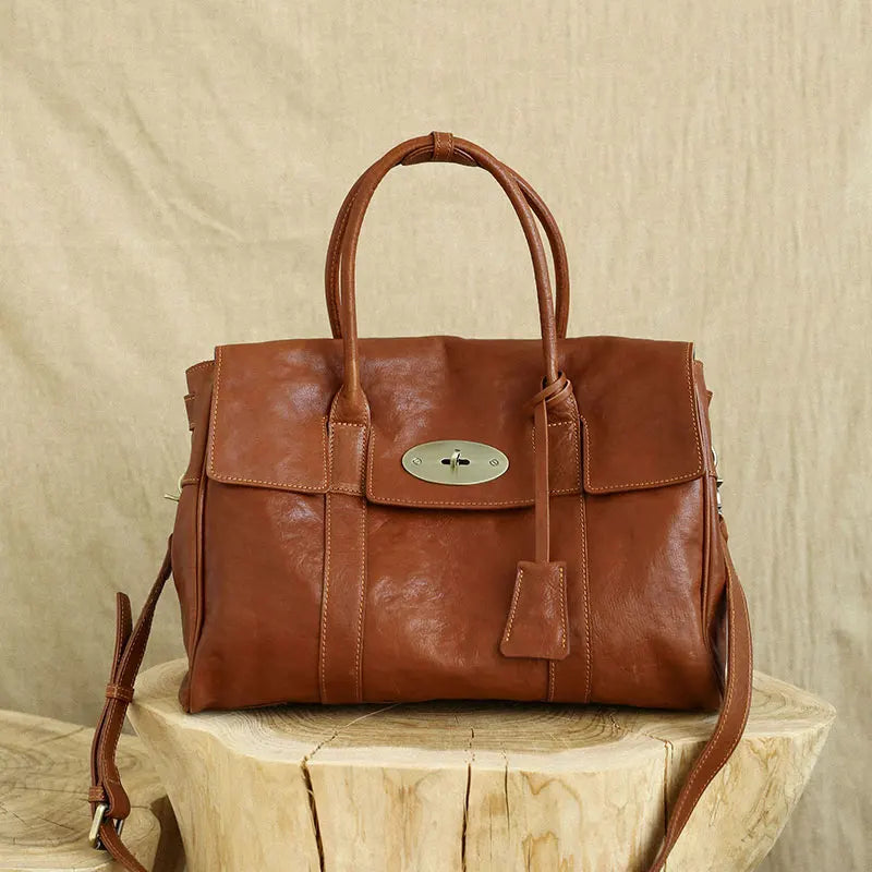 designer handmade genuine leather women large-capacity handbag fashion vintage cowhide multifunctional shoulder crossbody bag