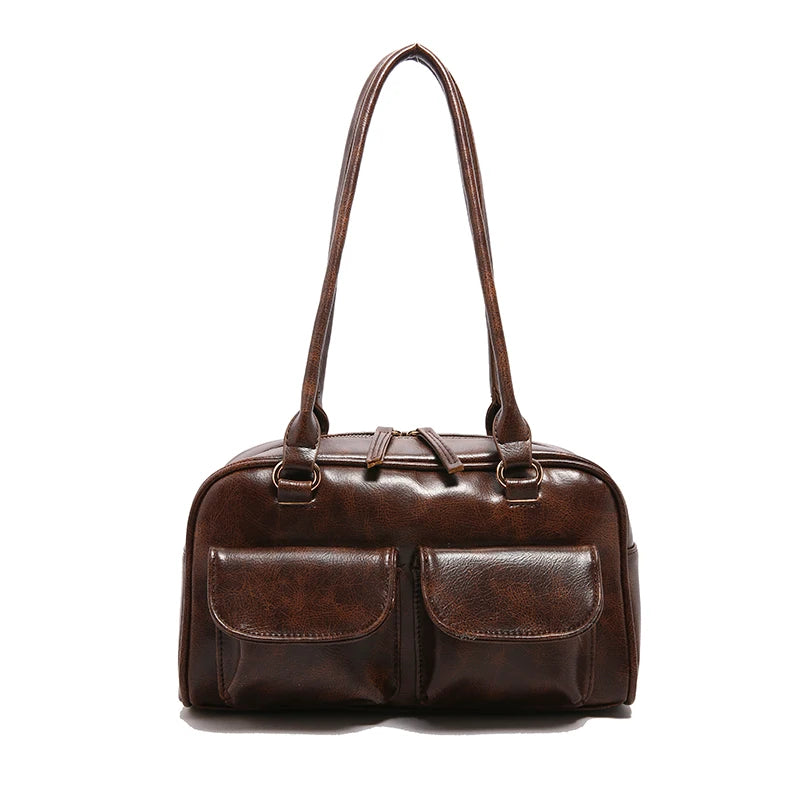 Vintage/Business Shoulder Pu Leather 2 Pocket Chic Female Underarm Bag