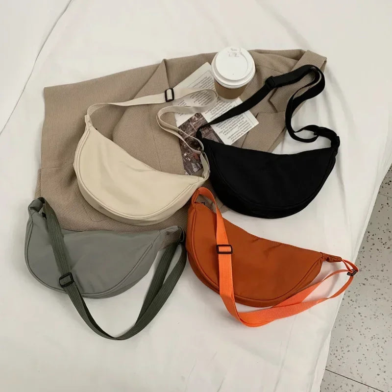 Simple Design Women's Messenger Bag Fashion Ladies Nylon Hobos Small Shoulder Bags Vintage Female Girls Purse Cloth Handbags