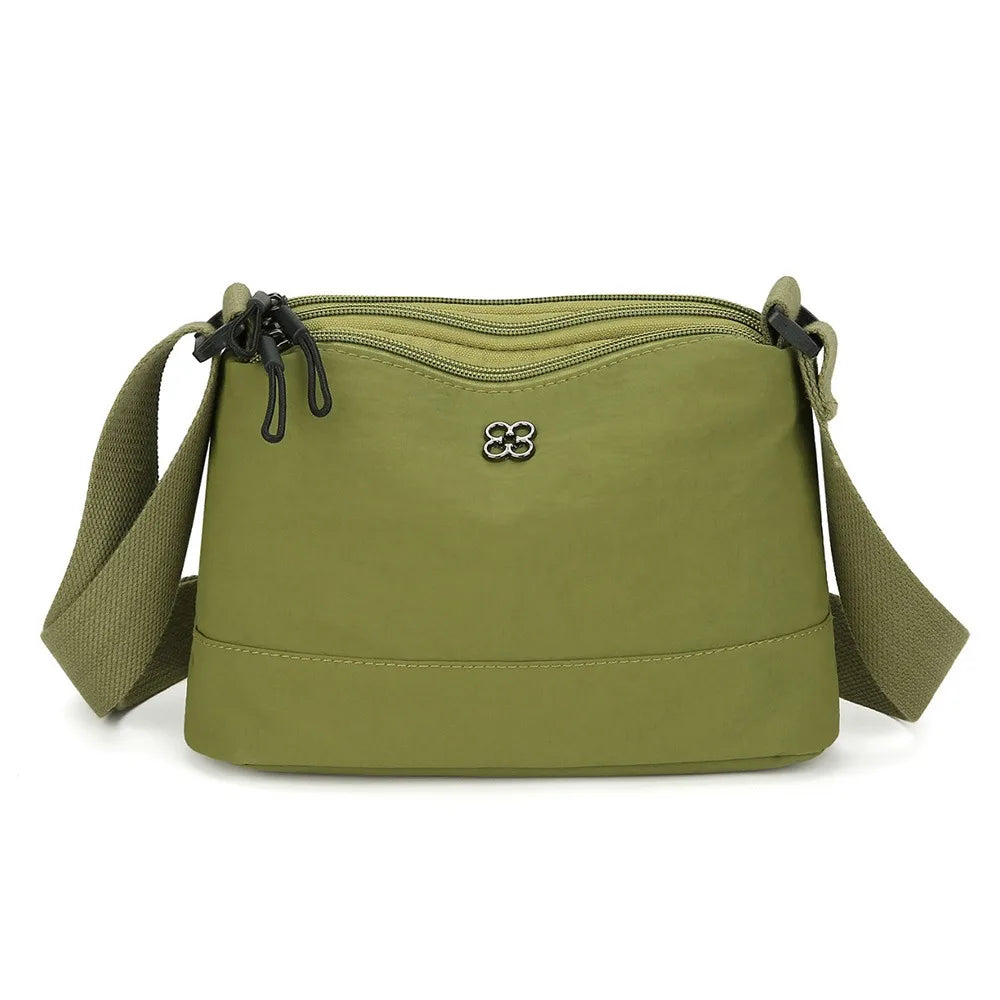 New Soft Nylon Cloth Women Shoulder Bag Multiple Pockets Casual Style Crossbody Bags Solid Color Tote Bag Girls