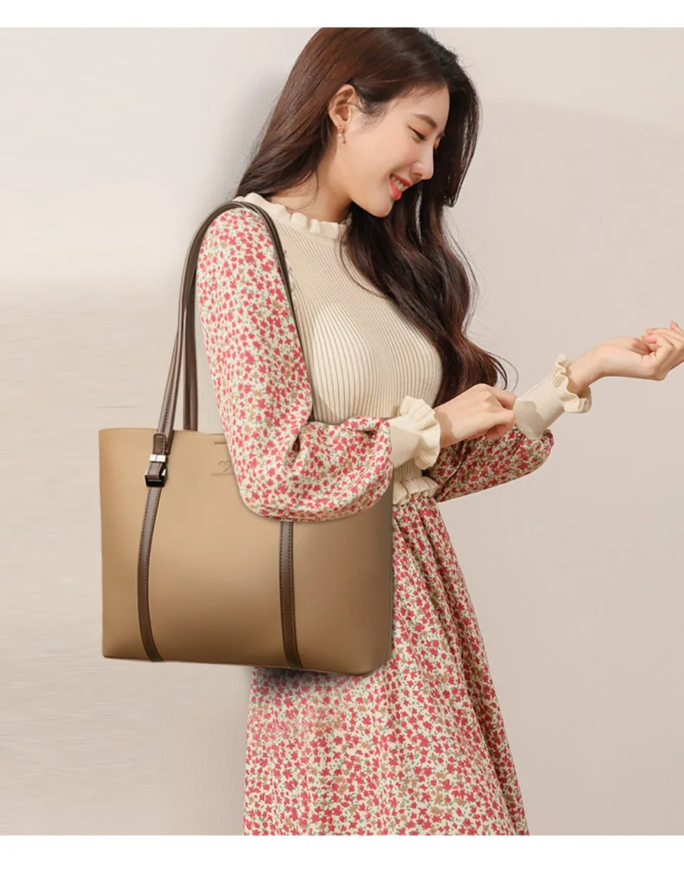 Shopping Bags for Daily Commuting Luxury Shoulder Bags High-End Pu Leather Handbags Caual Tote Hand Bags For Mother Sac New