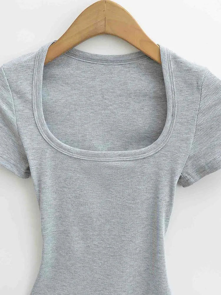 Square Neck High Crop Top