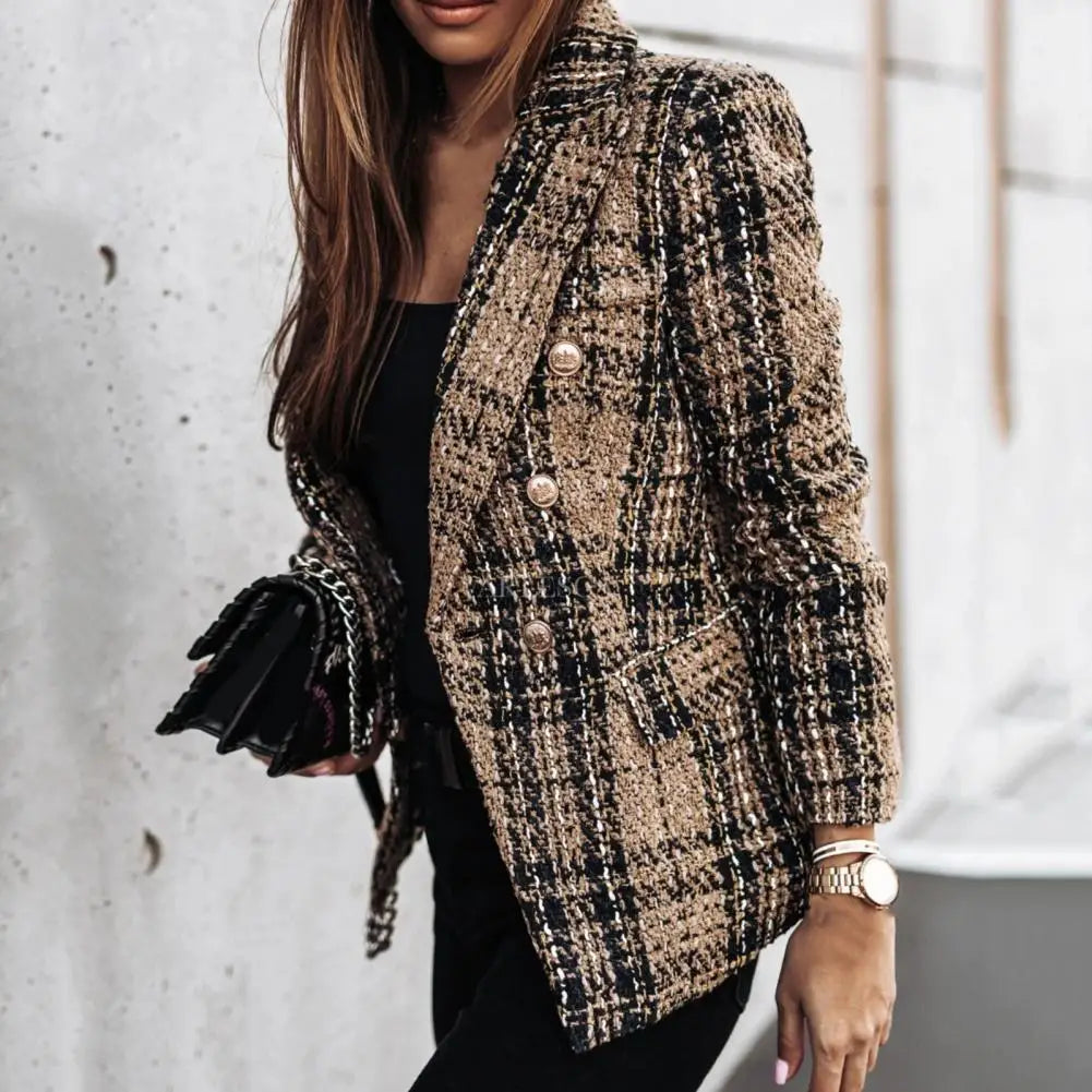 Premium Double-Breasted Tweed Blazer*