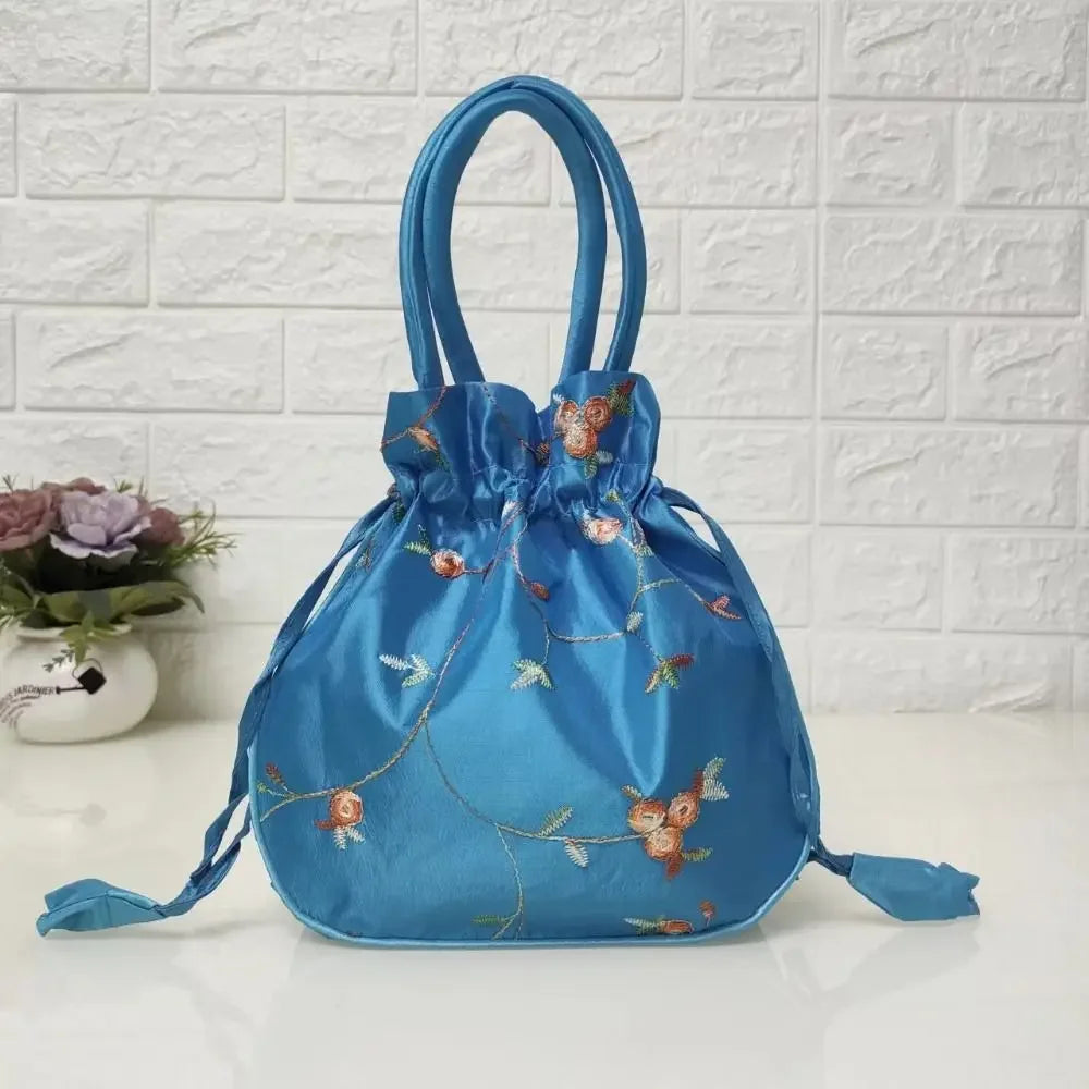 Embroidered Flower Handbags Ethnic Style Cosmetic Handbag Purse Top Handle National Style Purse Women