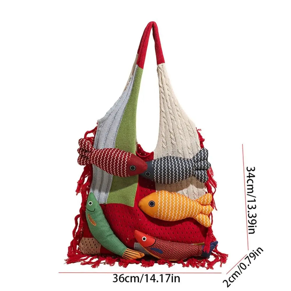 Fish Hollow Out Weave Fashion Handbag
