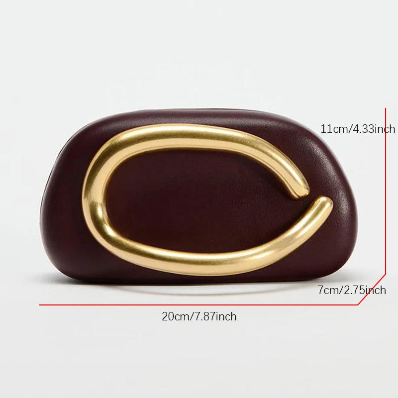 Box Bag Metal Details Crossbody Pu Leather Clutch Shoulder Luxury Brand Handbags Women's Handbag Ladies Female Evening Purse Red