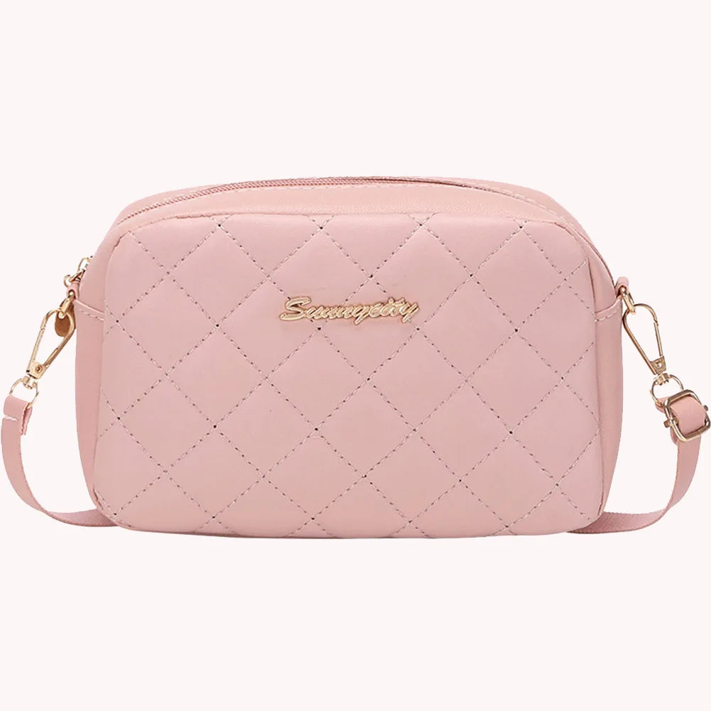 PU Lattice Fashion Women Bag Solid Color Stylish Ladies Handbags Shopping Daily Purse Embroidered Shoulder Crossbody Bag
