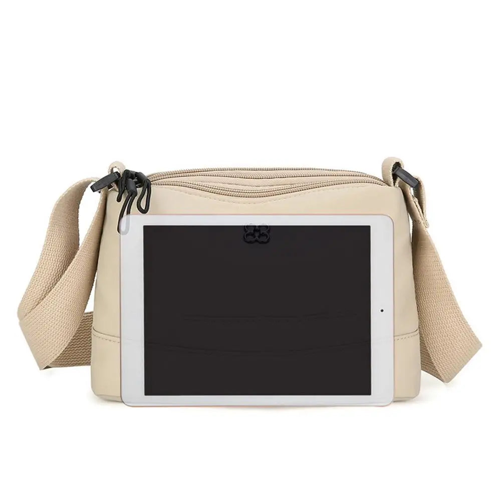 New Soft Nylon Cloth Women Shoulder Bag Multiple Pockets Casual Style Crossbody Bags Solid Color Tote Bag Girls