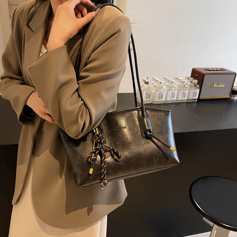 PU Leather Shoulder Bags For Women 2025 Spring Y2K Trend Female Crossbody Bag Lady Handbags And Purses Retro Tote Bag