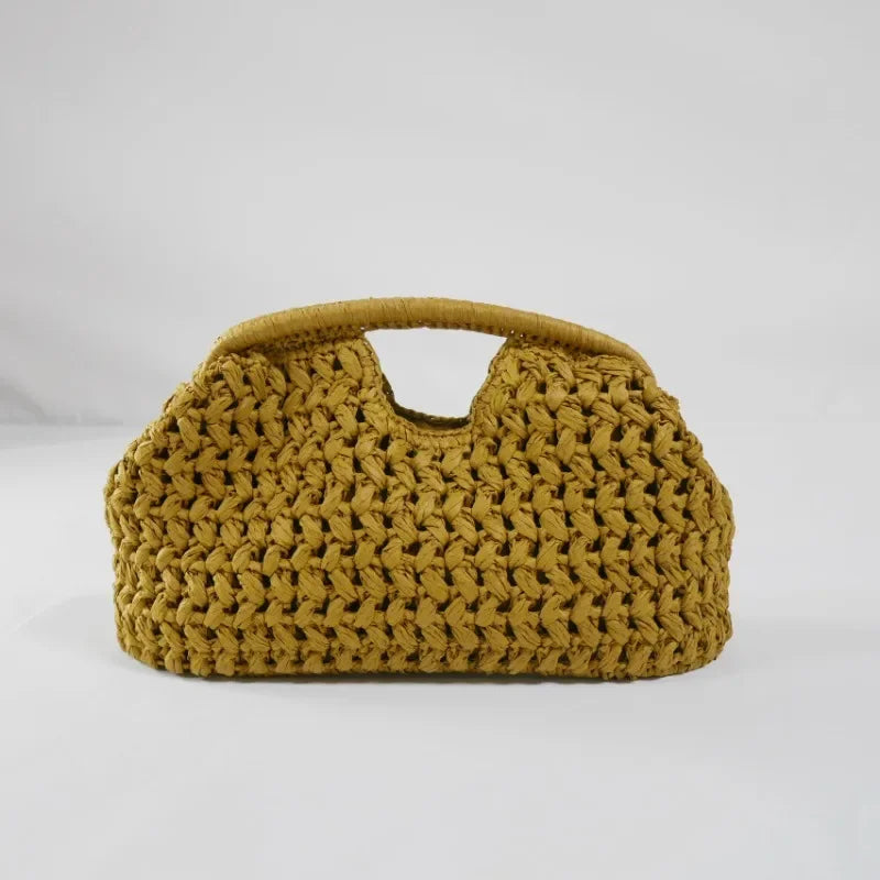 Woven Banquet Handbag Summer Bohemian Seaside Vacation Beach Bag Fashionable Advanced Clip Crossbody Bag Brand Women's Woven Bag