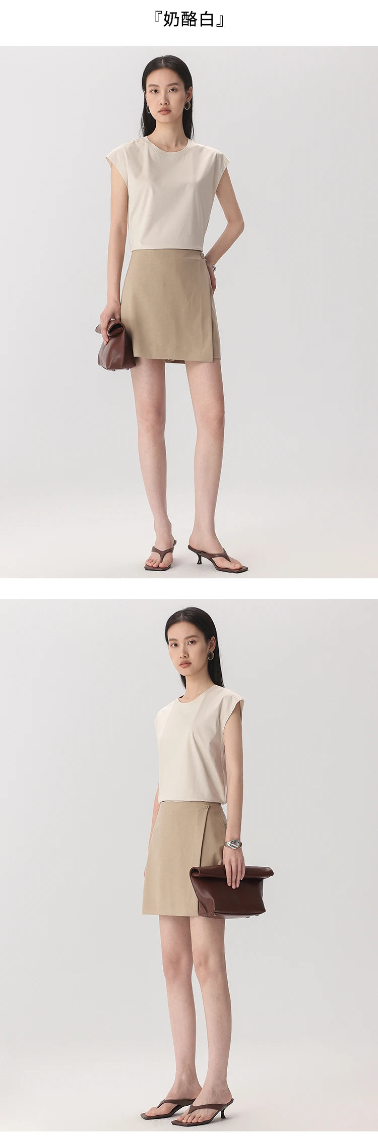 Silk Mercerized Cotton Sleeveless T-shirt Women Tank Top Silky Feeling Summer Cooling Wear O-neck Tee Vest Tops High-end