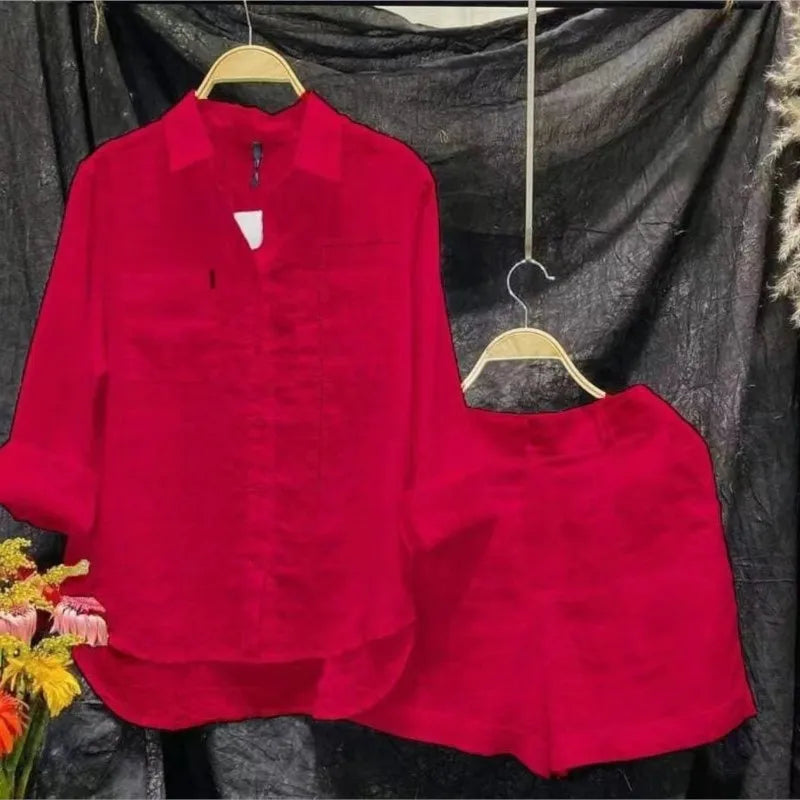 🙋Long Sleeve & Shorts Cotton Linen Casual Set for Women💥💯
