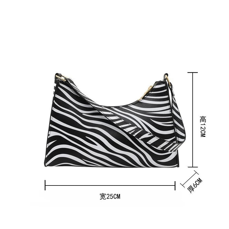 Fashion Zebra Print Women Luxury Handbag PU Simple Underarm Shoulder Bags Female Daily Design Totes Purse Pouch сумка багет