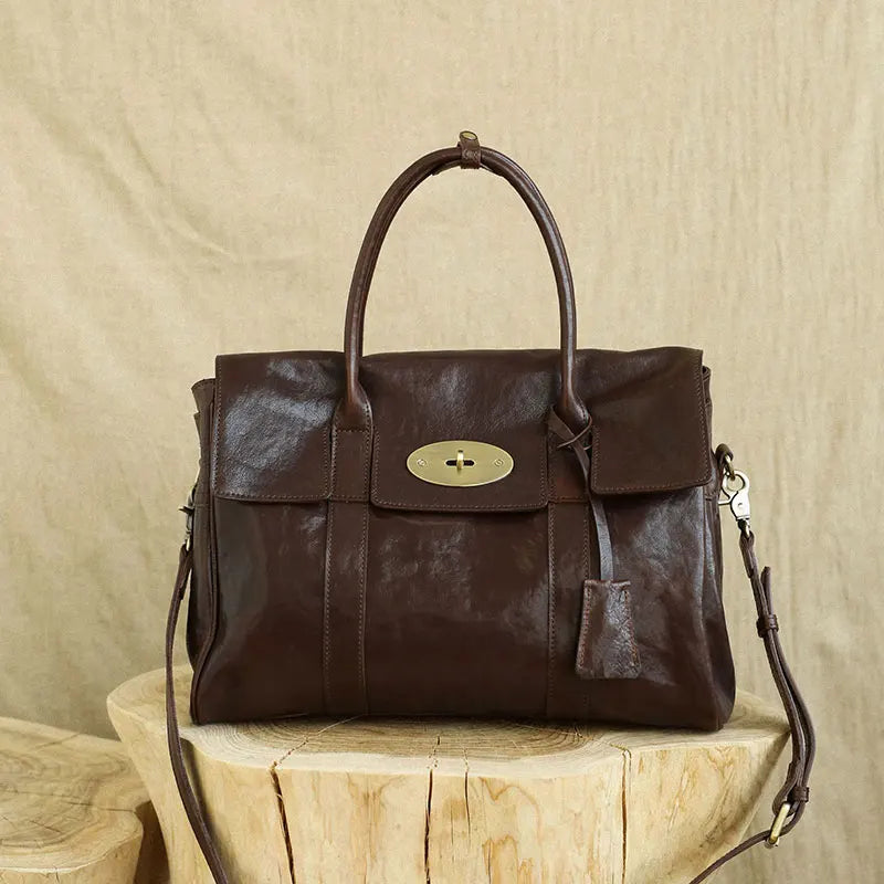 designer handmade genuine leather women large-capacity handbag fashion vintage cowhide multifunctional shoulder crossbody bag