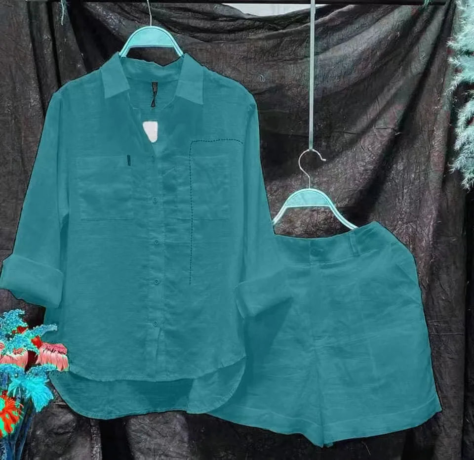 🙋Long Sleeve & Shorts Cotton Linen Casual Set for Women💥💯