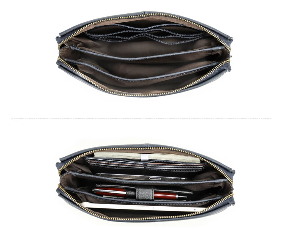 Crazy Horse Genuine Leather Password Lock Casual Clutch Bag Male Wallet Men's Purse Protective Large Capacity Blue Handbag