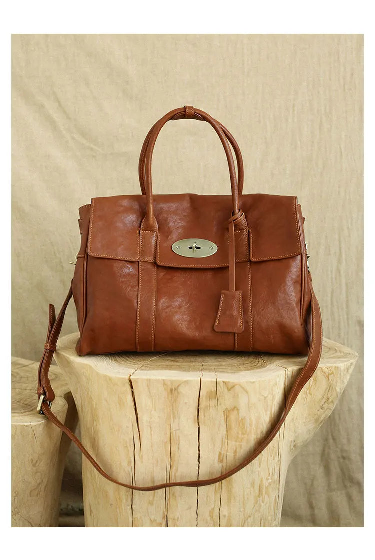 designer handmade genuine leather women large-capacity handbag fashion vintage cowhide multifunctional shoulder crossbody bag