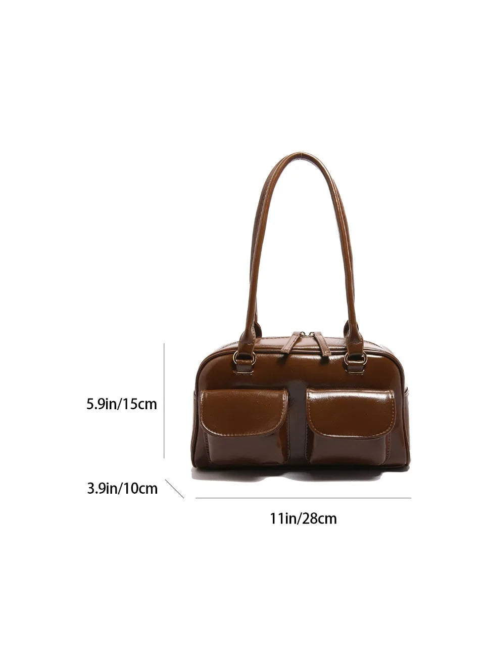 Vintage/Business Shoulder Pu Leather 2 Pocket Chic Female Underarm Bag