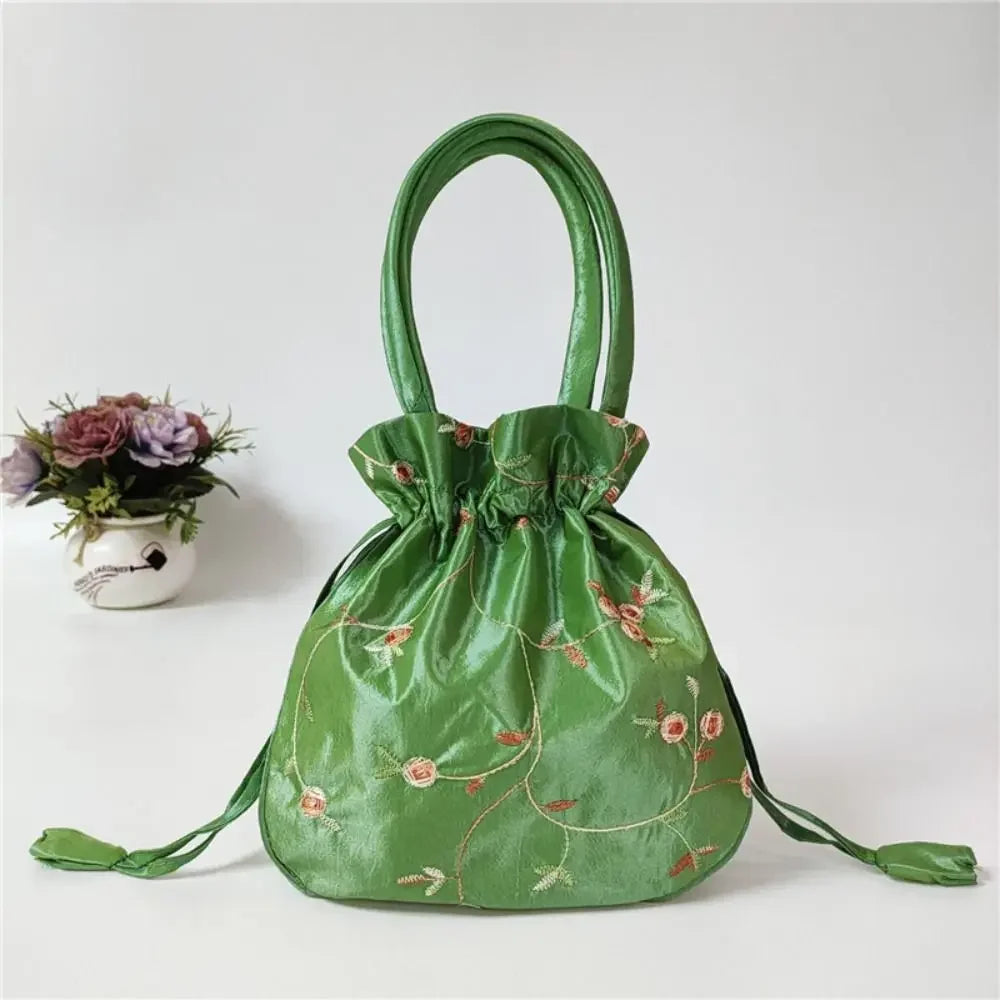 Embroidered Flower Handbags Ethnic Style Cosmetic Handbag Purse Top Handle National Style Purse Women