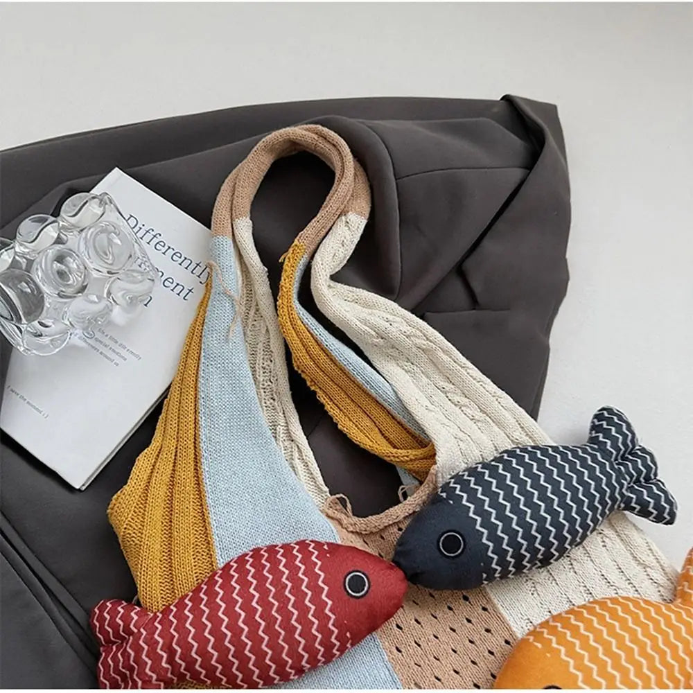 Fish Hollow Out Weave Fashion Handbag