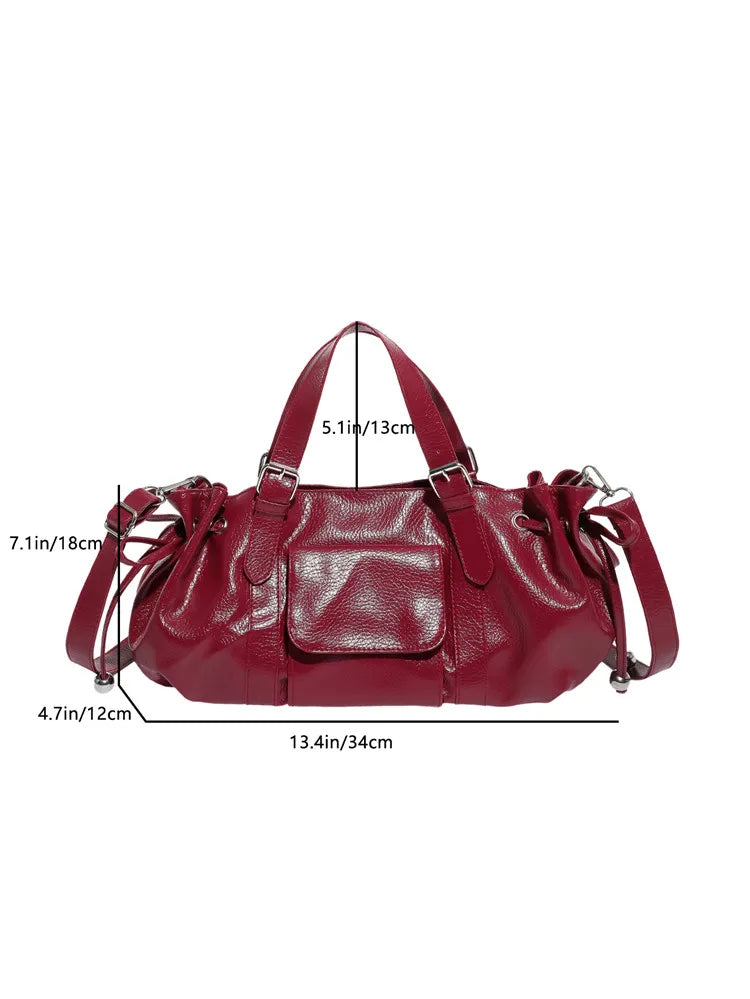 PU Leather Handbag Fashion Solid Vintage & Classic  Crossbody Bag