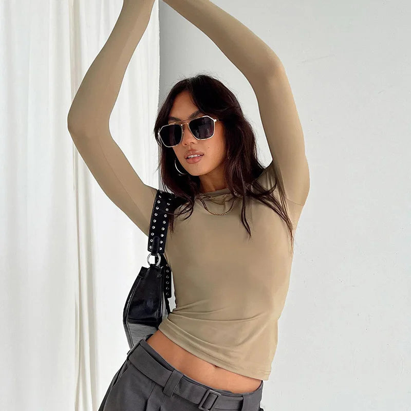 Women Casual Long Sleeve Pullover Shirt |💥 Solid Slim Fit Streetwear Base Tee🙋