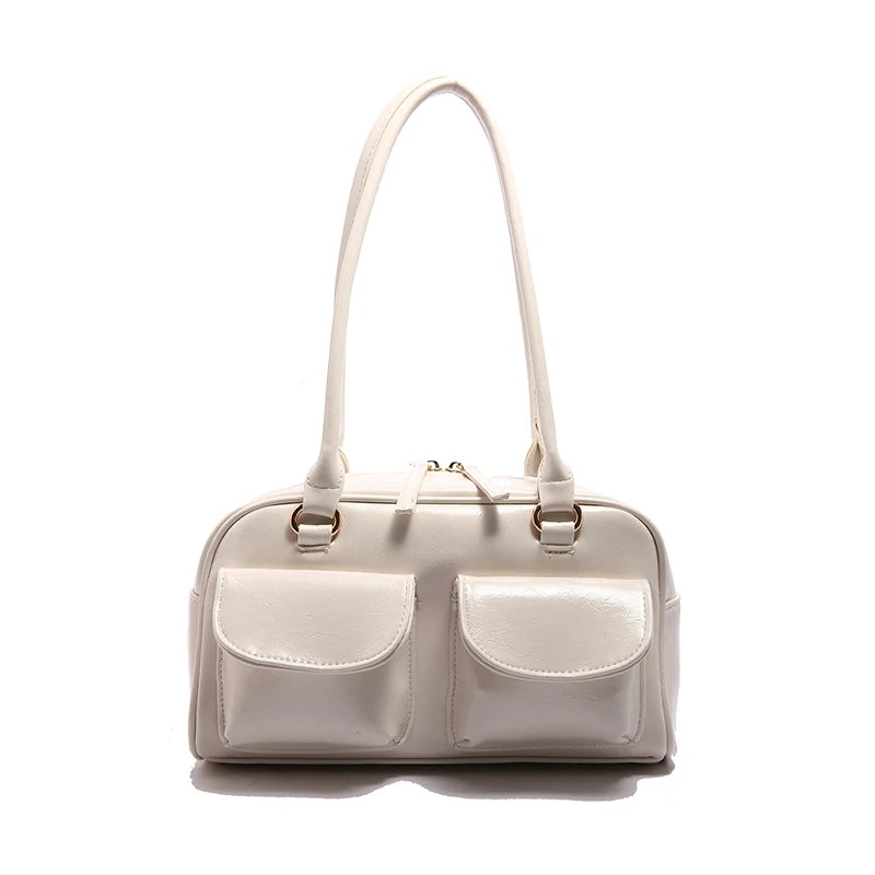 Vintage/Business Shoulder Pu Leather 2 Pocket Chic Female Underarm Bag