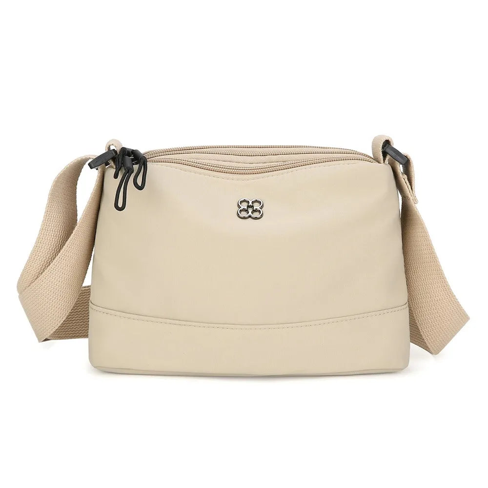 New Soft Nylon Cloth Women Shoulder Bag Multiple Pockets Casual Style Crossbody Bags Solid Color Tote Bag Girls