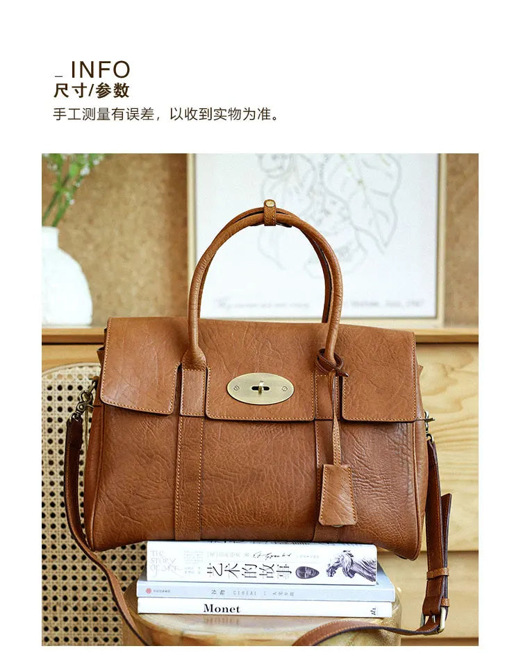 designer handmade genuine leather women large-capacity handbag fashion vintage cowhide multifunctional shoulder crossbody bag