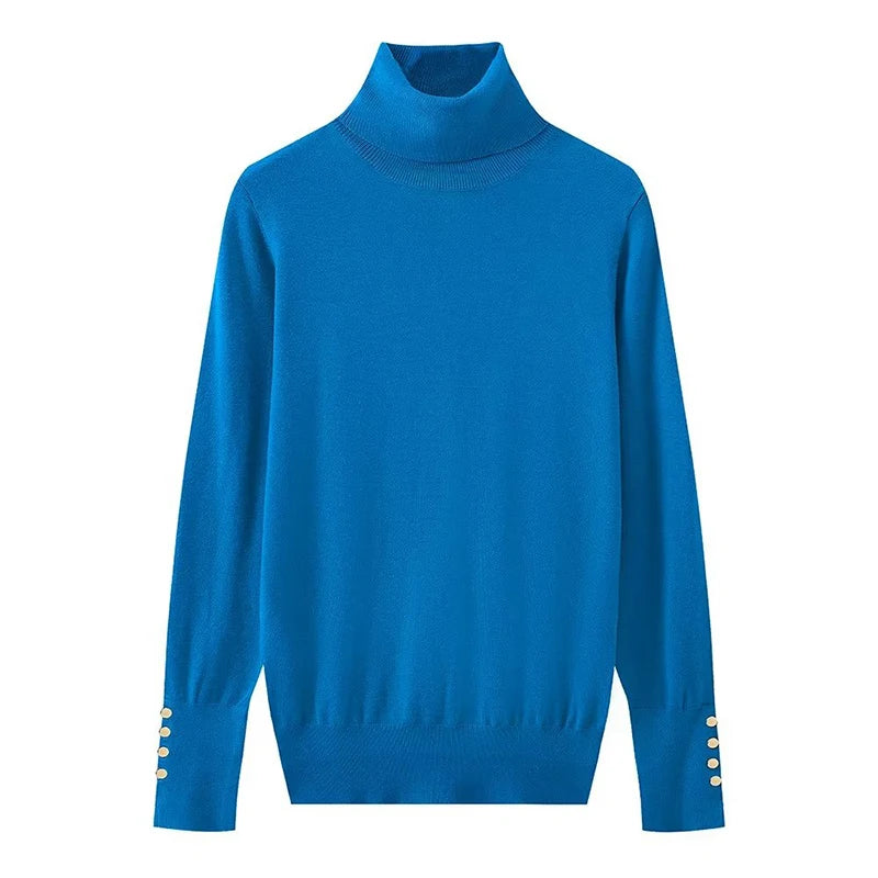 Women Long Sleeve Basic Turtleneck Knit Sweater Casual Pullover Knitwear