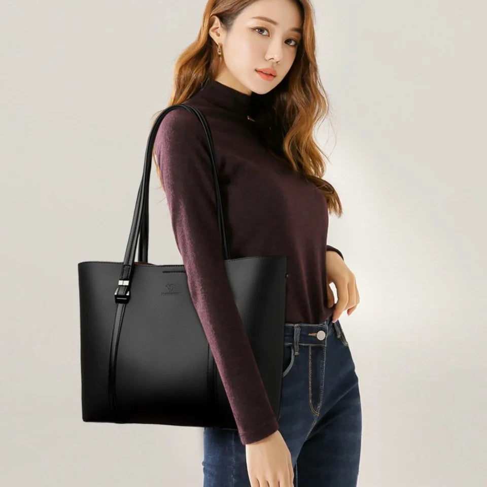 Shopping Bags for Daily Commuting Luxury Shoulder Bags High-End Pu Leather Handbags Caual Tote Hand Bags For Mother Sac New