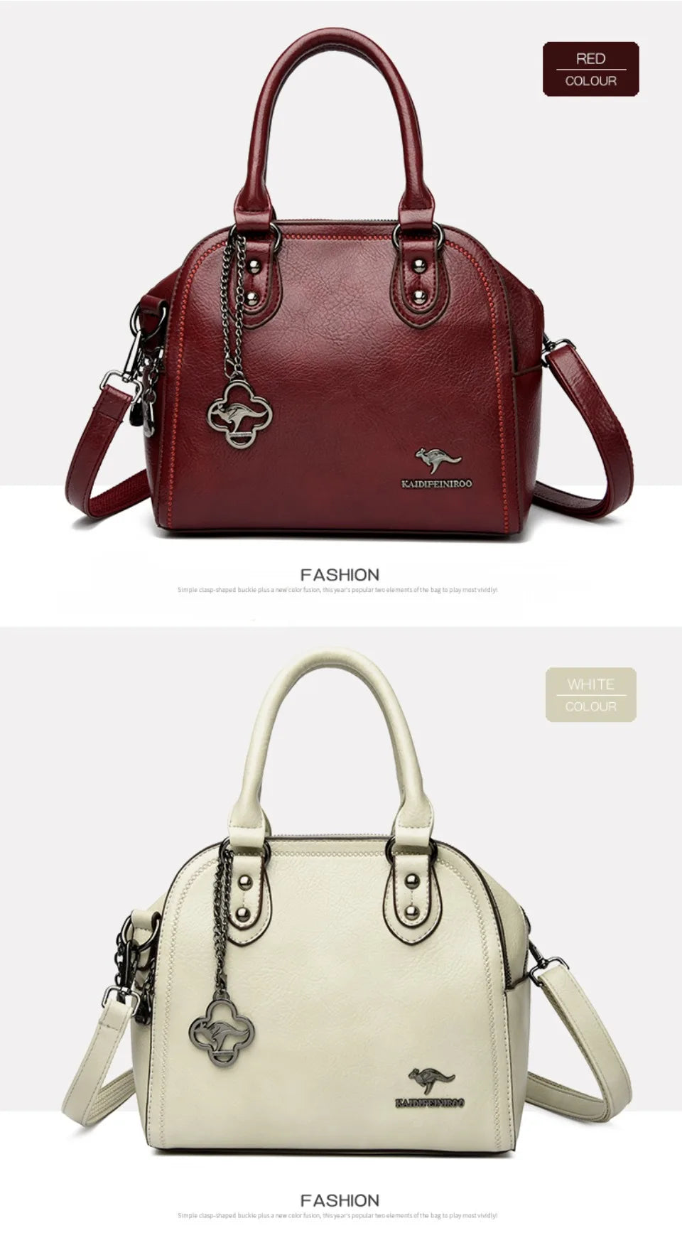 Genuine Kangaroo Brand Soft Pu Leather Hand Bag Small Handbags Women Shoulder Bags for Mother 3 Layers Tote Commuting Bag Summer