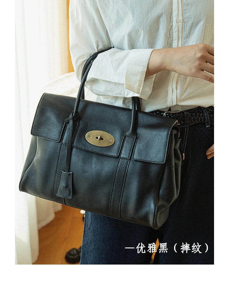designer handmade genuine leather women large-capacity handbag fashion vintage cowhide multifunctional shoulder crossbody bag