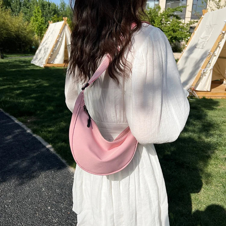 Simple Design Women's Messenger Bag Fashion Ladies Nylon Hobos Small Shoulder Bags Vintage Female Girls Purse Cloth Handbags