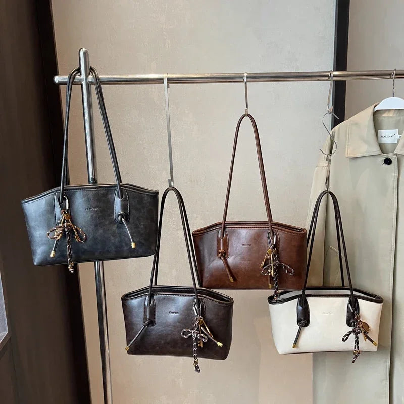 PU Leather Shoulder Bags For Women 2025 Spring Y2K Trend Female Crossbody Bag Lady Handbags And Purses Retro Tote Bag