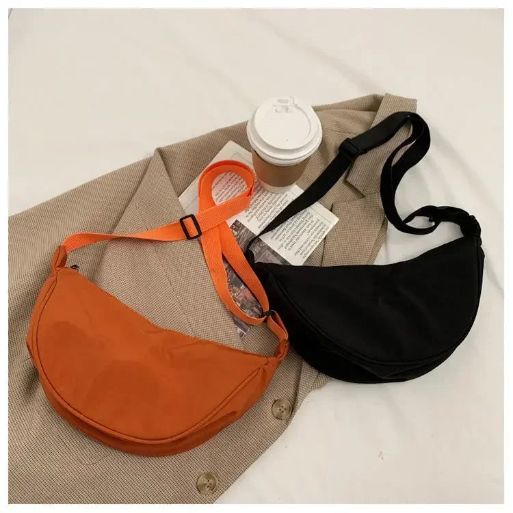 Simple Design Women's Messenger Bag Fashion Ladies Nylon Hobos Small Shoulder Bags Vintage Female Girls Purse Cloth Handbags