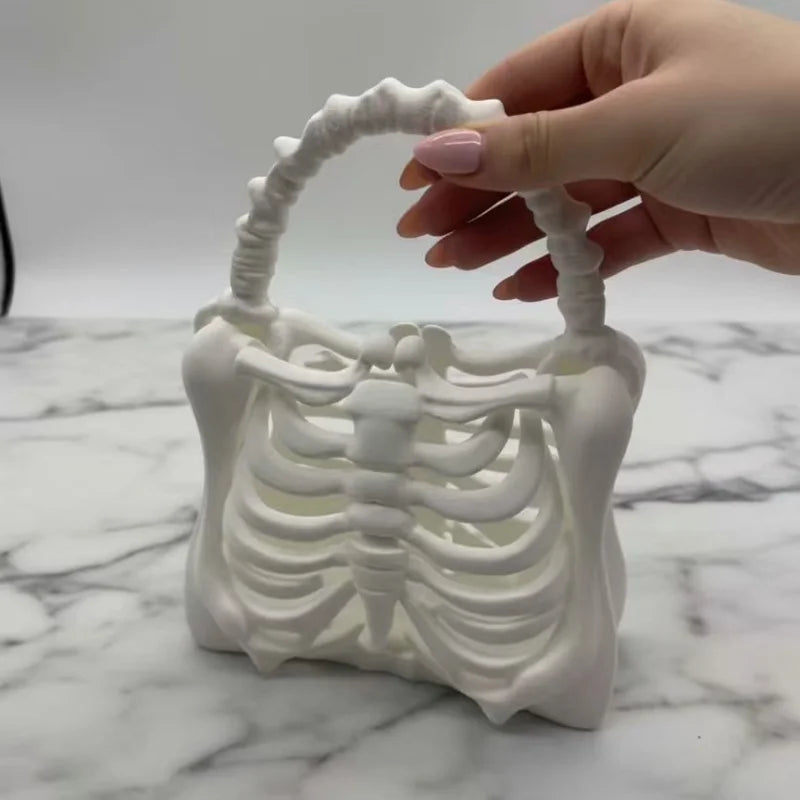 Skeleton Handbag Gothic Rib Cage Shape Purse, Unique Halloween Party Clutch Bag Gift for Women ,Clutch Bag for Costume Party