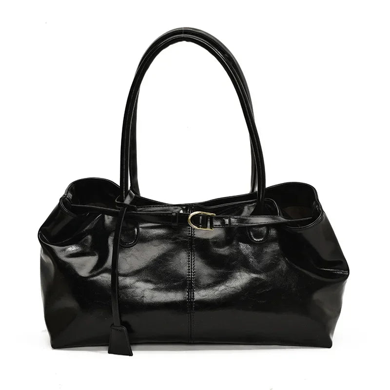 PU Leather Tote Slouchy Hobo Handbag