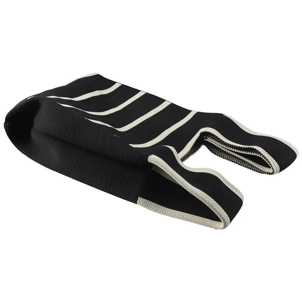 Student Wide Stripe Reusable Knot Wrist Bag Knit Handbag Plaid Tote Bag Shopping Bags