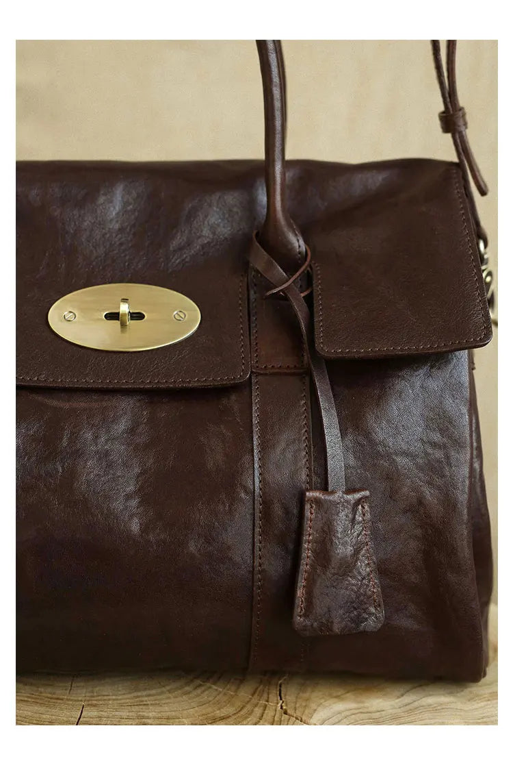 designer handmade genuine leather women large-capacity handbag fashion vintage cowhide multifunctional shoulder crossbody bag