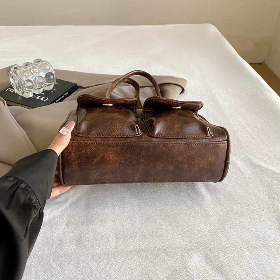 Vintage/Business Shoulder Pu Leather 2 Pocket Chic Female Underarm Bag
