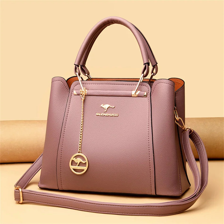 3 Layers Large Capacity Women Tote Bag Soft Leather Luxury Handbags Women Bags Designer Solid Color Crossbody Bag Hand Bags 2025