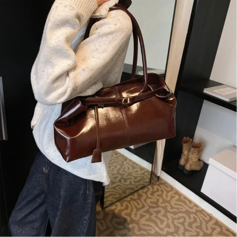 PU Leather Tote Slouchy Hobo Handbag