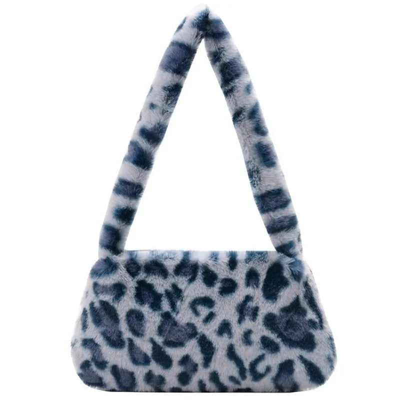 New Fluffy Totes Soft Plush Shoulder Underarm Bag Solid Color Purse Autumn Winter Handbag Women Lady Fashion Storage Pouch