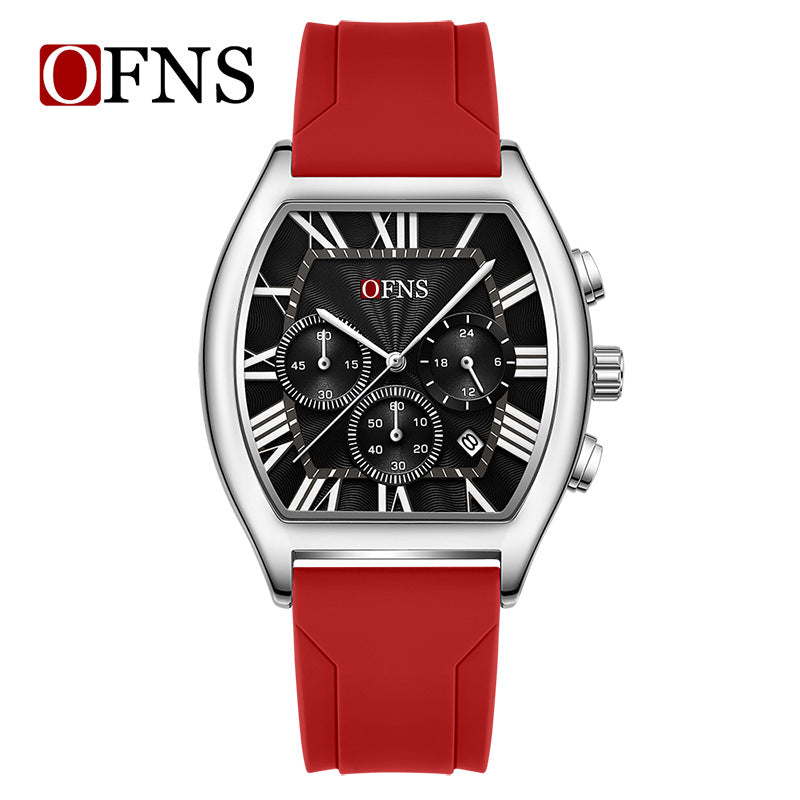 Six-Hand Quartz Watch with Barrel Dial