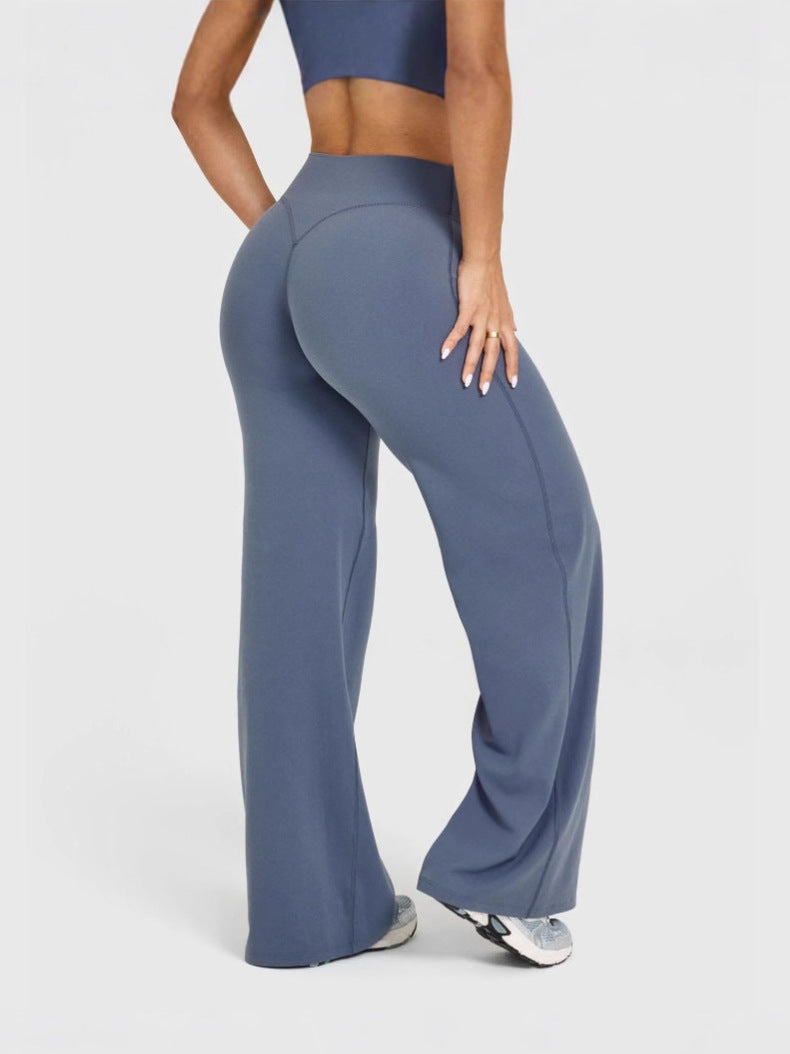 Womens Mid Waist Straight Leg Pants