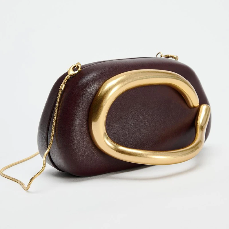 Box Bag Metal Details Crossbody Pu Leather Clutch Shoulder Luxury Brand Handbags Women's Handbag Ladies Female Evening Purse Red
